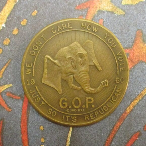 NIXON LODGE 1960 Presidential Election Gold Challenge Coin ~ GOP Republican Coin - Picture 3 of 14